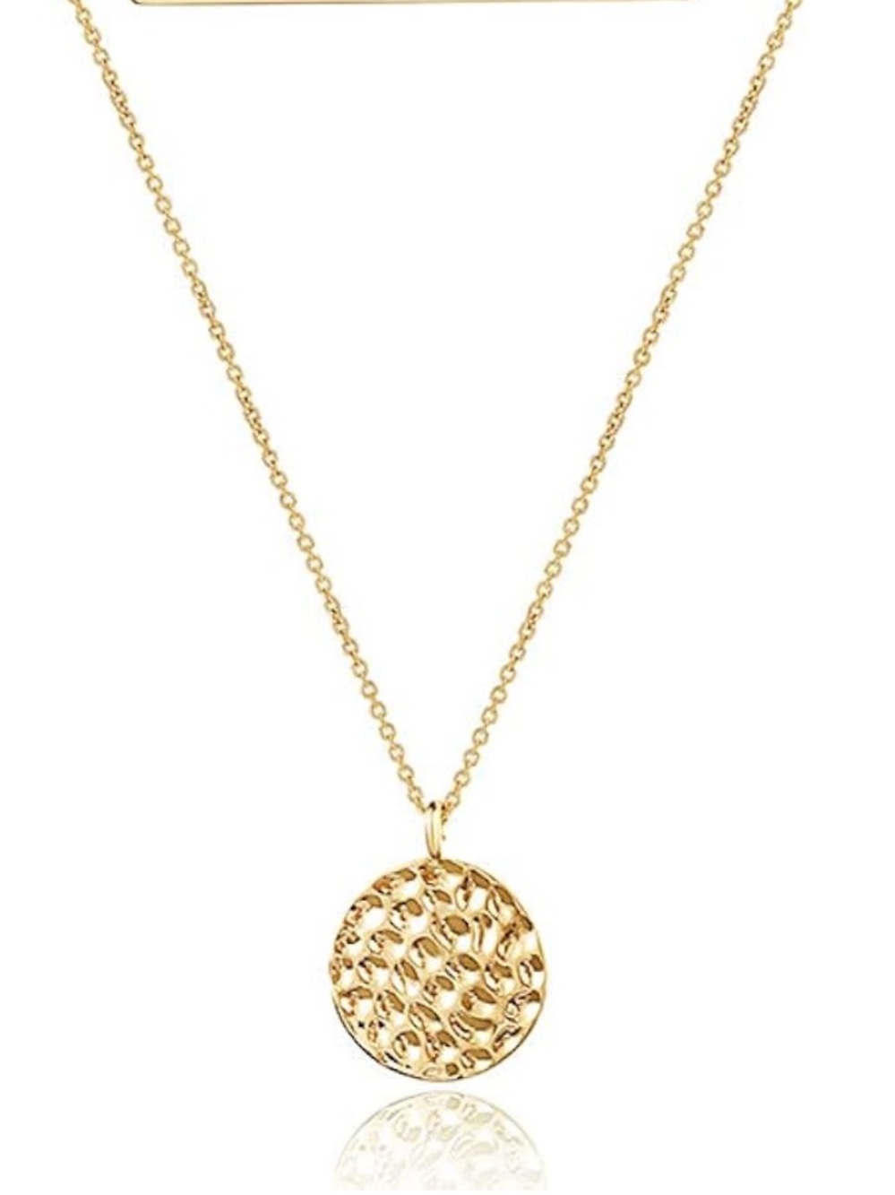 Gold Hammered Disc Necklace